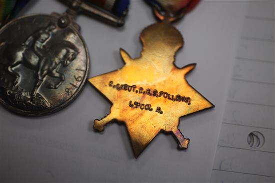 A WWI medal group named to LIEUT. C. G. S. FOLLOWS, LPOOL R.,